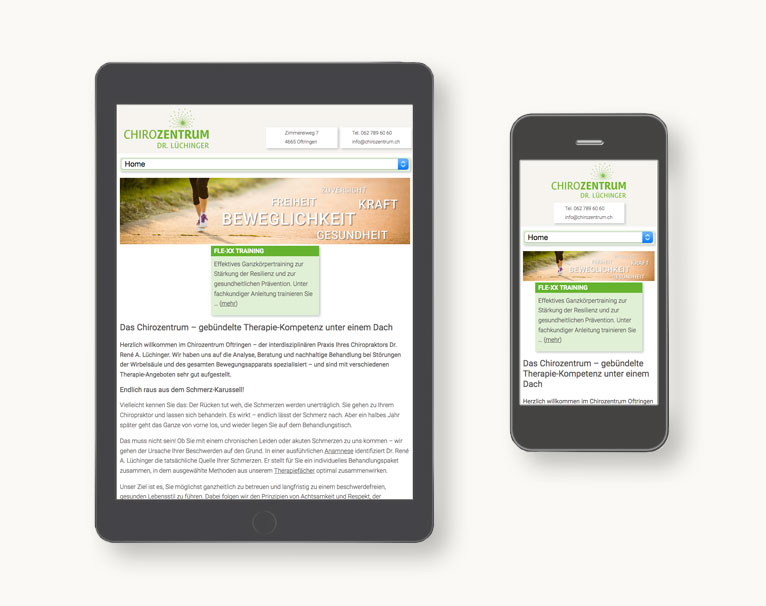 Responsive Ansicht Website Chirozentrum