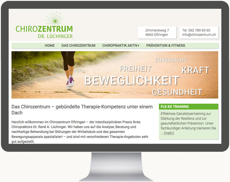 Desktopansicht Website Chirozentrum