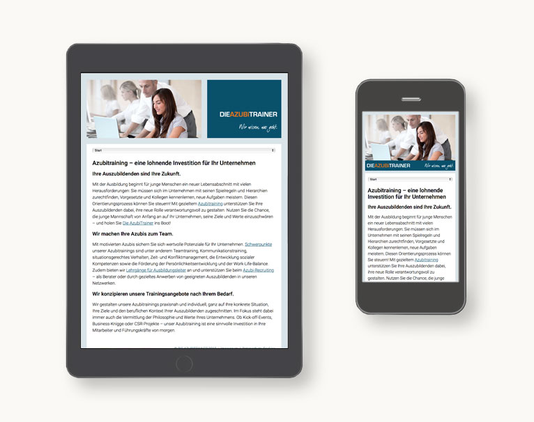 Responsive Ansicht Website Die AzubiTrainer