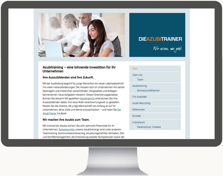 Desktopansicht Website Die AzubiTrainer